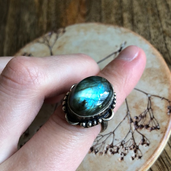 VINTAGE Labradorite Sterling Silver Ring, 5 - Picture 9 of 12